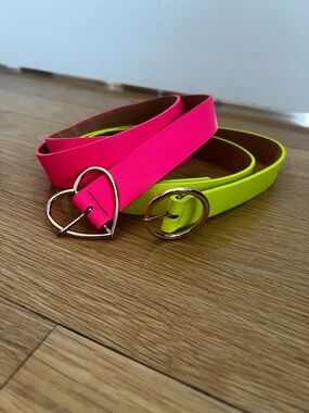 Neon Belts with Heart & Circle Buckles